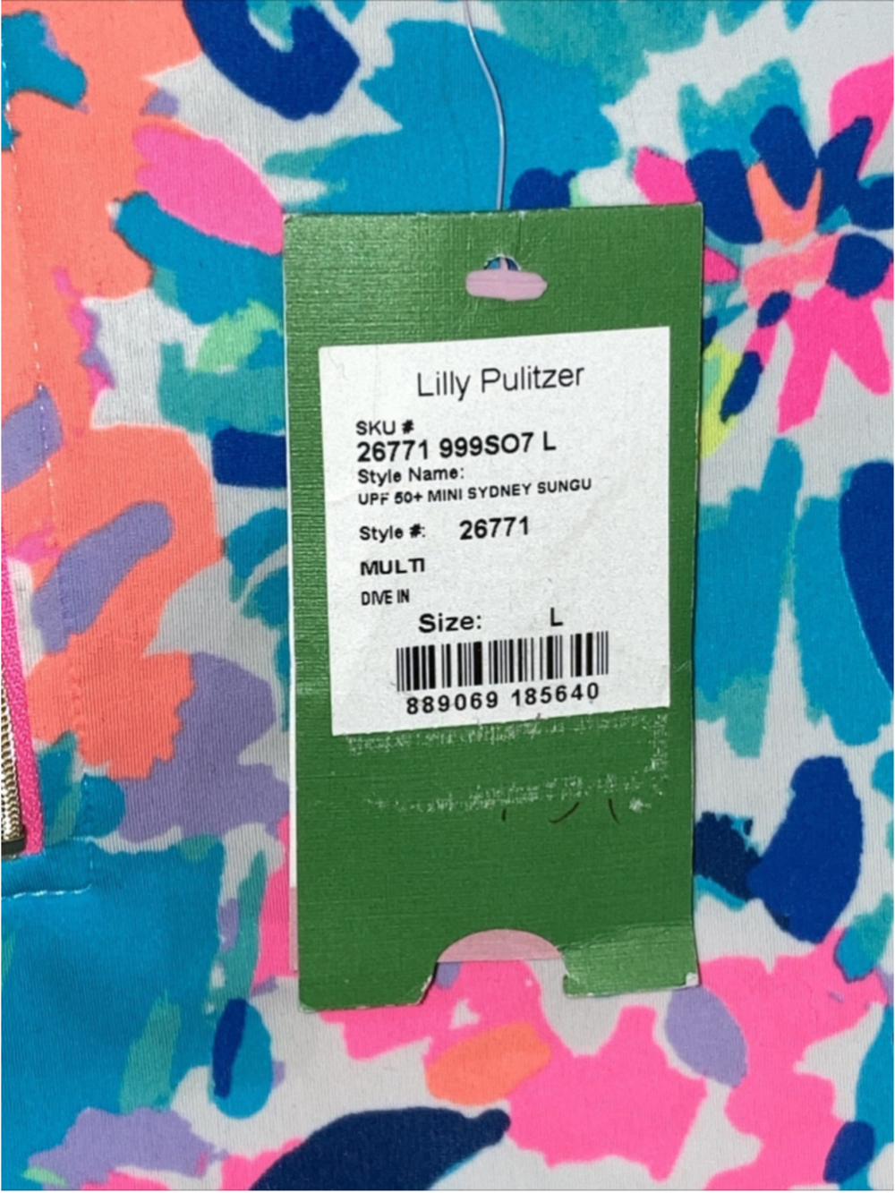 Lilly Pulitzer Luxetics Mini Sydney Rashguard Swim Top Jacket UPF Girl’s 8-10 L - Picture 7 of 15